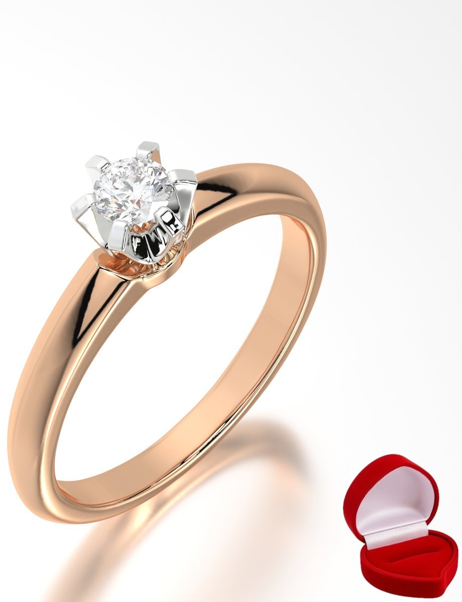 ZŁOTY PIERŚCIONEK ZARĘCZYNOWY 585 14k BRYLANT LAB 0,14 ct RÓŻOWE ZŁOTO R6