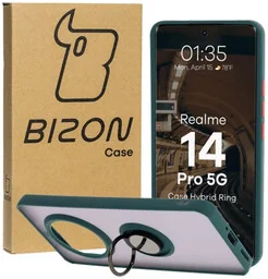 Bizon Etui z uchwytem na palec Case Hybrid Ring do Realme 14 Pro 5G, przydymione z ciemnozieloną ramką - Etui i futerały do telefonów Bizon Etui z uchwytem na palec Case Hybrid Ring do Realme 14 Pro 5G, przydymione z ciemnozieloną ramką - Etui i futerały do telefonów - miniaturka - grafika 1