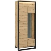 Witryny - Witryna z Oświetleniem QA-03 Quant Lenart Dąb Antisan, Czarny - miniaturka - grafika 1