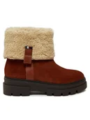 Botki damskie - Tommy Hilfiger Botki Faux Fur Suede Roll-Down Boot FW0FW08158 Brązowy - miniaturka - grafika 1