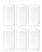 Świece - Świece ozdobne białe walec kokon 10/6 zestaw 6 szt - miniaturka - grafika 1