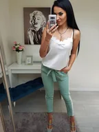 Bluzki damskie - ELEGANCKA BLUZKA  DORIA TOP SATYNOWY NA RAMIĄCZKACH Z KORONKĄ WHITE - etnee - miniaturka - grafika 1
