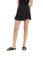 Spódnice - TOM TAILOR Denim Damska spódnica kwiatowa z falbanką, 31950 - Mały nadruk z czarnymi kwiatami, S - miniaturka - grafika 1