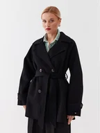 Płaszcze damskie - Tommy Hilfiger Płaszcz wełniany WW0WW39408 Czarny Relaxed Fit - miniaturka - grafika 1