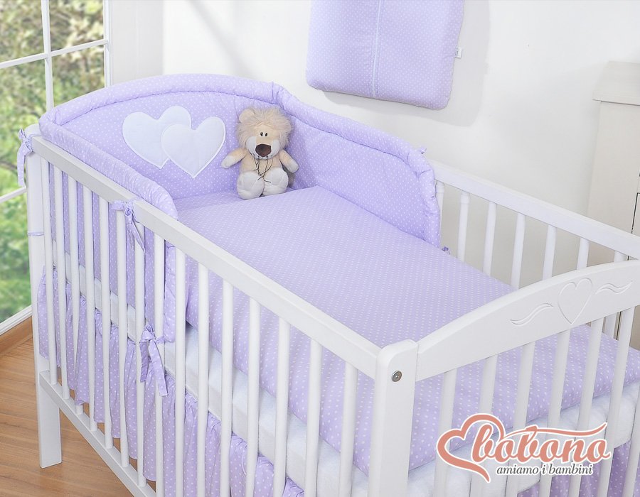 Pościel 3-cz Serduszka kropki na fiolecie