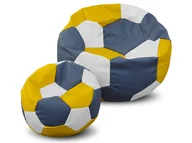 Fotele i pufy dla dzieci - Pufa piłka XXXXL worek + gratis biało-szaro-żółta - miniaturka - grafika 1