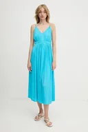 Sukienki - Morgan sukienka kolor turkusowy midi rozkloszowana ROIYA - miniaturka - grafika 1