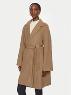 Płaszcze damskie - Tommy Hilfiger Płaszcz wełniany WW0WW43603 Brązowy Regular Fit - miniaturka - grafika 1