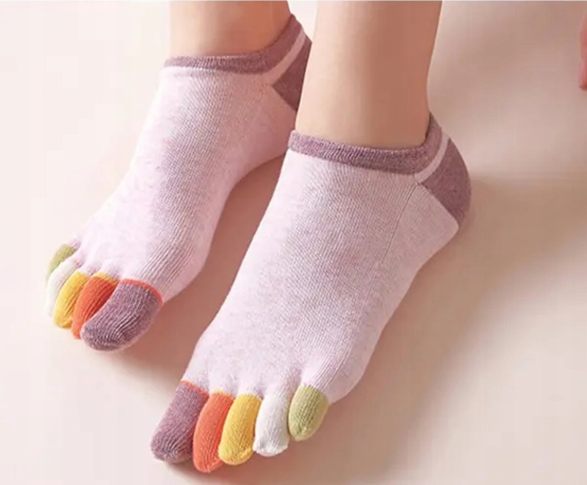 Stopki skarpetki pięciopalcowe kolorowe różowe joga pilates gimnastyka