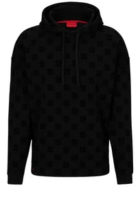 BOSS Męska bluza z kapturem Flock AOP LOUNGEW, czarny (Black1), XL - Bluzy męskie - miniaturka - grafika 1