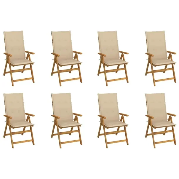 Komplet 8 składanych krzeseł ogrodowych z drewna akacjowego, 57x69x111 cm