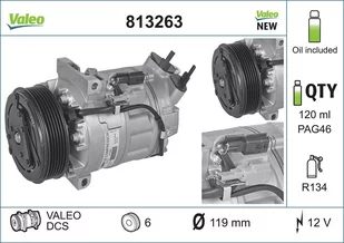 Sprężarka, klimatyzacja Valeo 813263 - Akcesoria do klimatyzacji i ogrzewania - miniaturka - grafika 1
