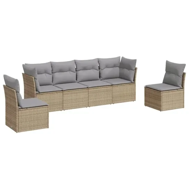 Zestaw wypoczynkowy z rattanem PE, beżowy, wymiary sofy 234 x 62 x 69 cm