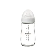 Butelki dla niemowląt - Mininor Butelka szklana 240ml 3m+ - miniaturka - grafika 1