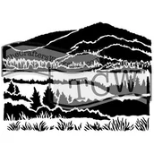 Scrapbooking - Szablon, pejzaż górski, 30,5 cm - miniaturka - grafika 1