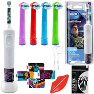 Końcówki do szczoteczek elektrycznych - Szczoteczka Oral-B Vitality 100 Lightyear + 4 końcówki kids color + osłonka - miniaturka - grafika 1