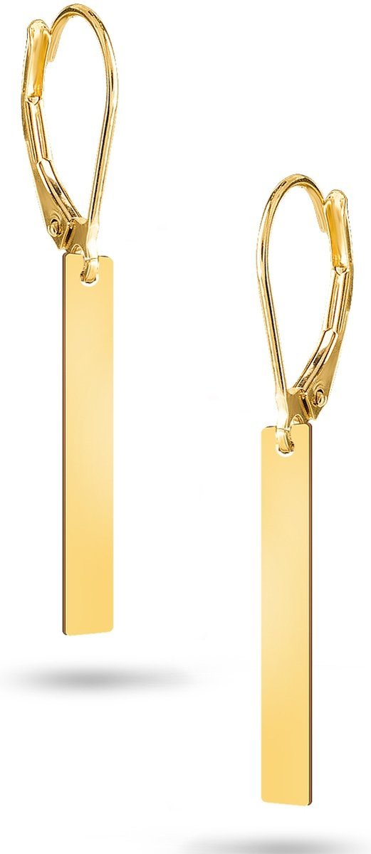 PIĘKNE ZŁOTE KOLCZYKI WISZĄCE PROSTOKĄT 333