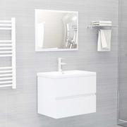Meble łazienkowe - Lumarko Zestaw mebli łazienkowych, wysoki połysk, biały, płyta wiórowa - miniaturka - grafika 1