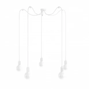 Biała lampa pająk Loft multi metal line X5 lampa wisząca KOLOROWE KABLE - Lampy sufitowe - miniaturka - grafika 1