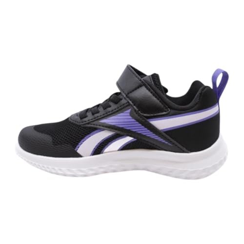 Reebok Dziewczęce Rush Runner 5 Elastic Lace & Top Strap Sneaker Sneaker, Black Digitalgleam Royalpurple, 34 EU