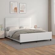 Łóżka - Lumarko Rama łóżka z zagłówkiem, biała, 180x200cm, obite sztuczną skórą - miniaturka - grafika 1