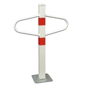 Wyposażenie miejsc publicznych - B2B Partner Słupek parkingowy motylek, nieskładany, z płytą mocującą, biały 19222 - miniaturka - grafika 1