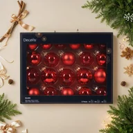 Bombki - Zestaw bombek szklanych 5 / 6 / 7 cm 21 sztuk czerwony - miniaturka - grafika 1