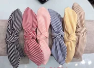 Ozdoby do włosów - Pret a Porter, Opaska z kokardą retro w paski - miniaturka - grafika 1