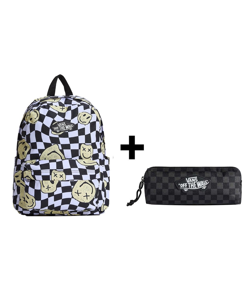 Zestaw Vans - Plecak dziecięcy OLD SKOOL GROM CHECK VN000H56YB2 Black/White + Piórnik OLD SKOOL PENCIL POUCH VN000H58BA5 Black/Charcoal ONE SIZE