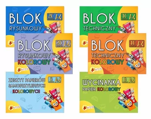 Komplet bloków szkolnych + wycinanka +samoprzylepny A4 Shan 6 szt. - Dekoratorstwo Komplet bloków szkolnych + wycinanka +samoprzylepny A4 Shan 6 szt. - Dekoratorstwo - miniaturka - grafika 1