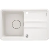 Zlewozmywaki - DEANTE Zlewozmywak 67x44 MOMI alabaster, elementy stalowe, k.pneum. ZKM_A11A - miniaturka - grafika 1