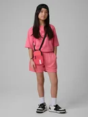 Spodnie i spodenki dla dziewczynek - 4F Spodenki dresowe dziewczęce - różowe 164 (13-14 lat) - miniaturka - grafika 1