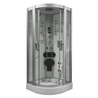 Kabiny z hydromasażem - Kabina prysznicowa + sauna parowa składane siedzisko półokrągła zabudowana biała 90x90 MO-09909ASW - miniaturka - grafika 1
