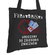 Torby i wózki na zakupy - Torba Bawełniana dla Filatelisty Czarna Prezent ekologiczna Trwały Nadruk - miniaturka - grafika 1