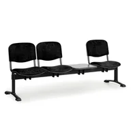 Inne meble biurowe - B2B Partner Ławka do poczekalni tapicerowana VIVA, 3-siedziska + stolik, czarny, czarne nogi 150584 - miniaturka - grafika 1