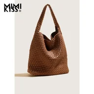 Torebki damskie - TEMU Duża Torba Tote dla Kobiet - Elegancka Głęboka Brązowa z Zamkiem Kiss Lock, Przestronna Torba Robocza na Co Dzień i do Biura, Trwała Skórzana - miniaturka - grafika 1