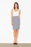 Spódnice - Prosta SPÓDNICA elegancka WYSOKI STAN czarna wzór geometryczny M - miniaturka - grafika 1