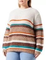 Swetry damskie - TOM TAILOR Damski sweter plus size, 32444 - różowe, wielokolorowe paski, 46 Duże Rozmiary - miniaturka - grafika 1
