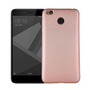 NoName Etui Carbon Fiber Xiaomi Redmi 4X różowo złoty/rosegold - Etui i futerały do telefonów - miniaturka - grafika 1