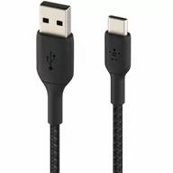 Kable USB - Belkin Kabel Braided USB-C USB-A 1m czarny - miniaturka - grafika 1
