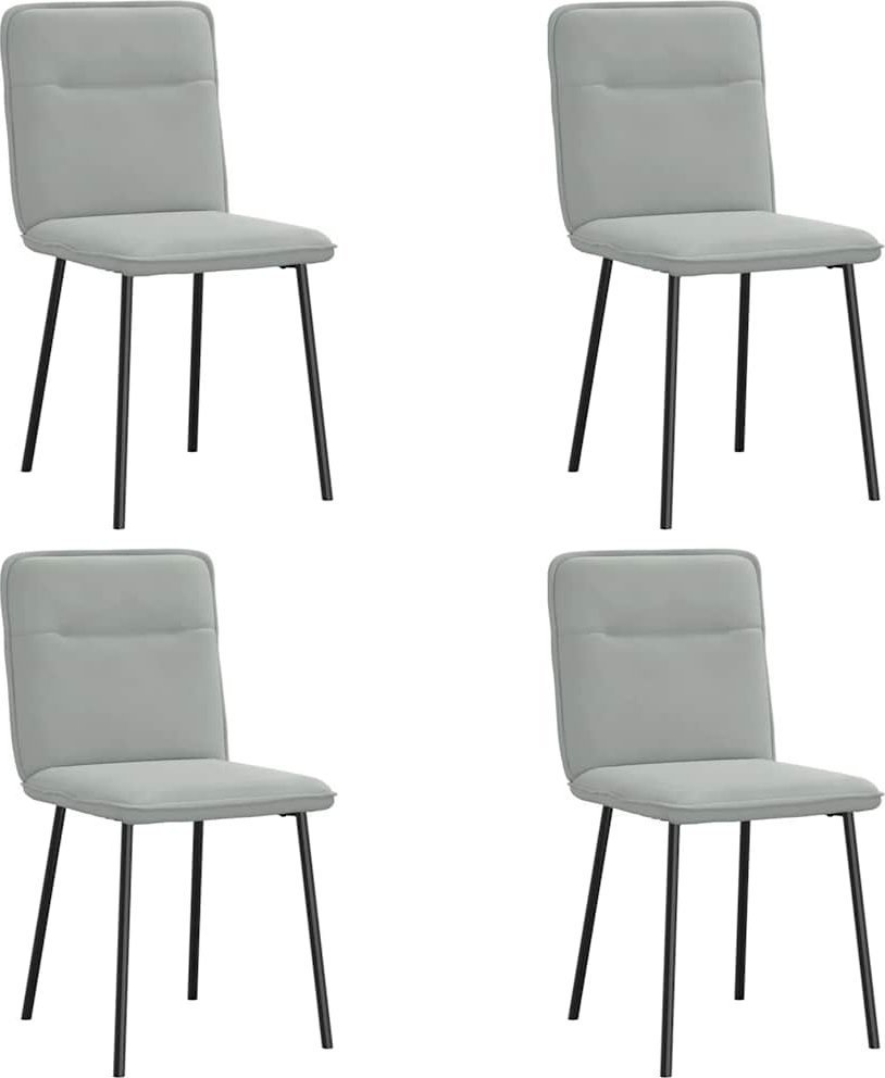 Krzesła stołowe, 4 szt., jasnoszare, obite aksamitem