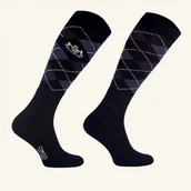 Skarpetki jeździeckie - COMODO Podkolanówki jeździeckie MERINO KARO - czarny/antracytowy/szary - miniaturka - grafika 1