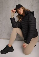 Kurtki damskie - Czarna Przejściowa Kurtka Pikowana z Kapturem z Możliwością Odpięcia Pretiga - miniaturka - grafika 1