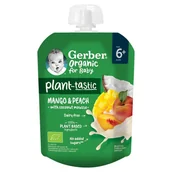 Przekąski dla dzieci - Gerber Organic Plant-tastic Deserek mango i brzoskwinia z musem kokosowym po 6 miesiącu 80 g - miniaturka - grafika 1