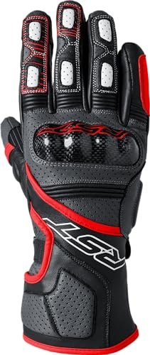 RST Fulcrum CE perforowane skórzane sportowe rękawice motocyklowe (szare, czerwone, czarne, XL)