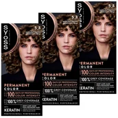 Farby do włosów i szampony koloryzujące - Farba trwała koloryzacja orzechowy brąz do włosów Syoss 3x - miniaturka - grafika 1