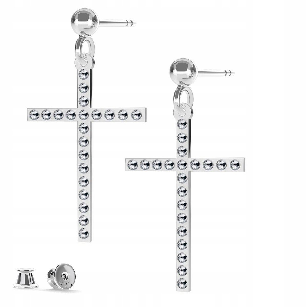 Kolczyki srebrne Krzyż 925
