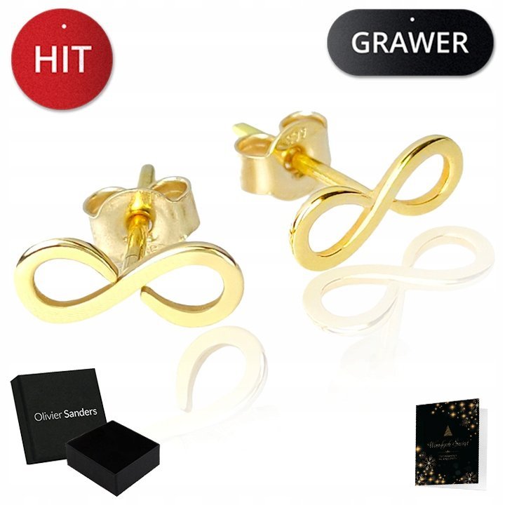 Złote Kolczyki Damskie Wkrętki 925 Nieskończoność