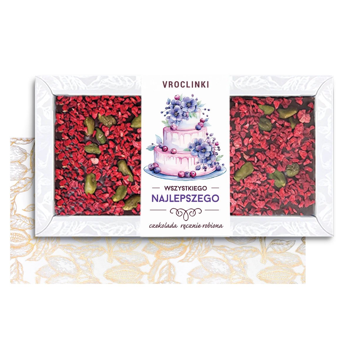 Czekolada Deserowa z Malinami i Pistacjami na Urodziny (80g)
