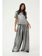 Spodnie damskie - Kaffe Spodnie w kolorze srebrnym - miniaturka - grafika 1